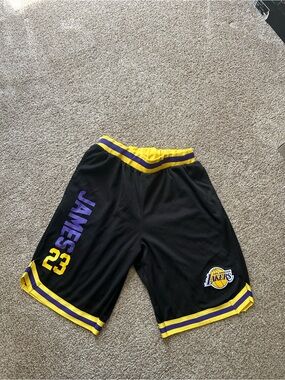 NBA Black and Yellow Athletic Shorts with Drawstring